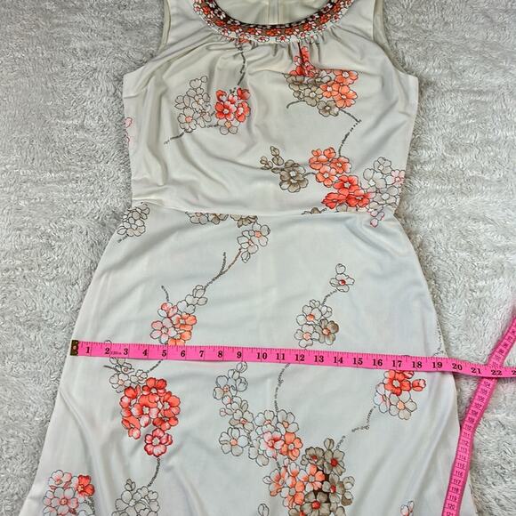 Vintage 70s Verena Modelle orange blossom midi day dress, size 40 or med - Picture 7 of 10